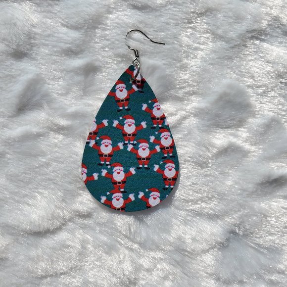 Santa TearDrop Earrings - Picture 2 of 2